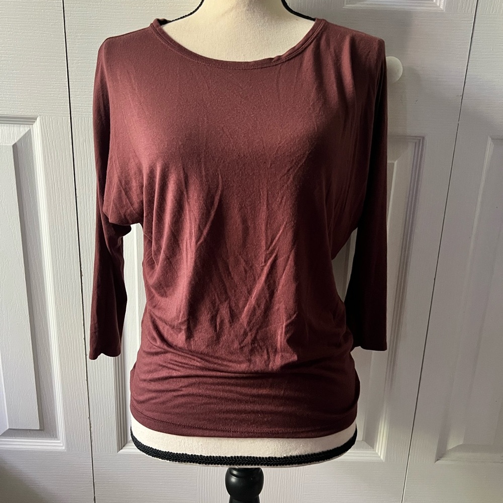 Tahari Briwn Women's 3/4 Sleeve Blouse Size Small